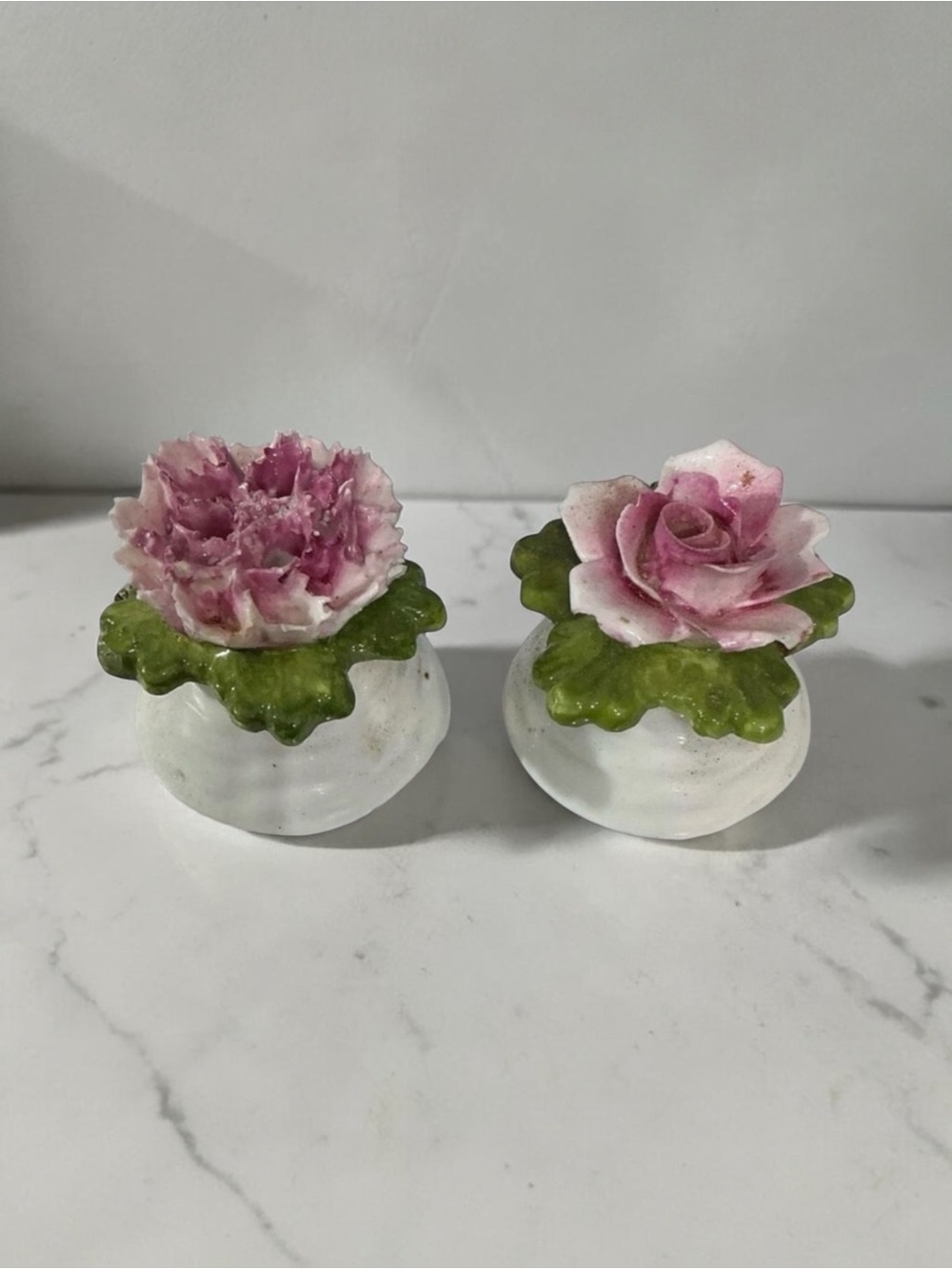 Antique Aynsley Rose Carnation Dainty Salt & Pepper Shakers